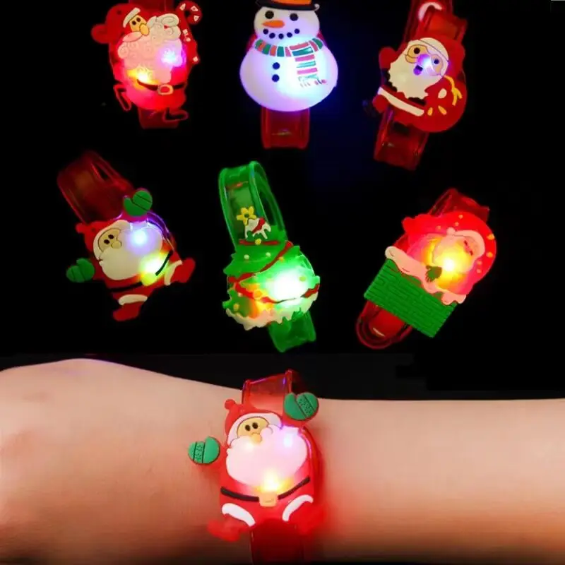 24pcs LED Glowing Santa Claus Snowman Tree Adjustable Bracelet Children Toy Boys Girls navidad Decoration Wedding Festival