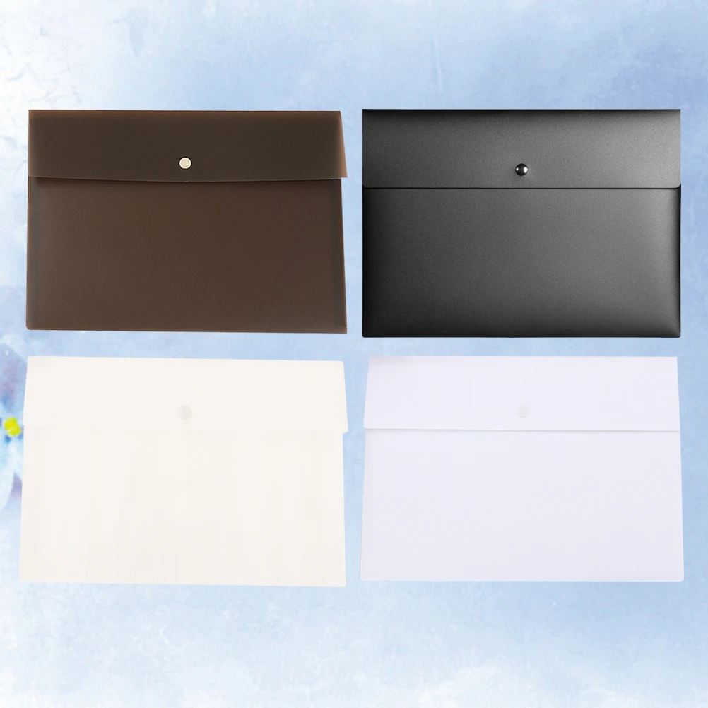 

4 Pcs Business Document Bag File Storage Holder Documents Notes Pouch Pp Button