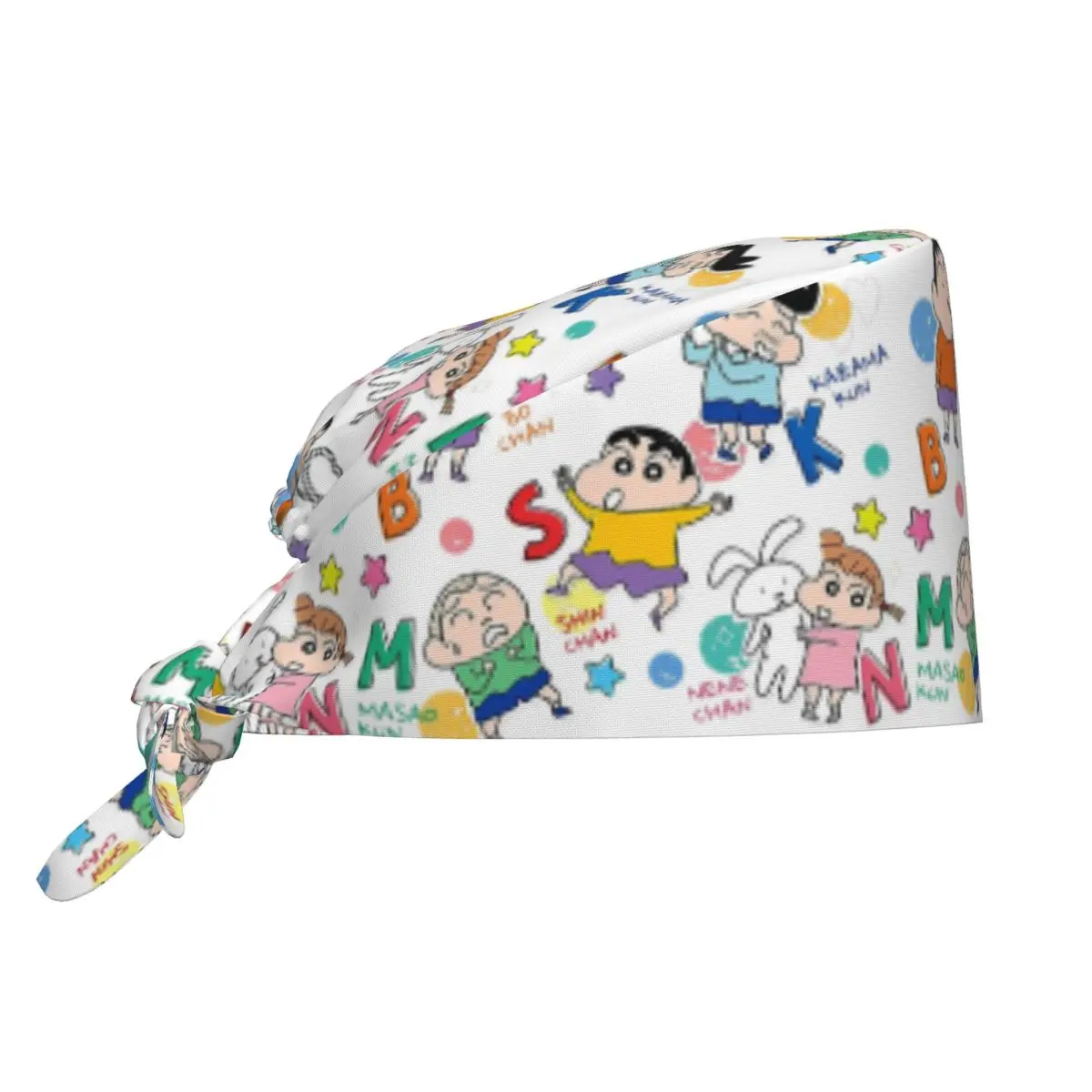 Gorros exfoliantes Crayon Shin-chans, gorro de enfermera Kasukabe boeitai para Unisex, gorros de trabajo con lazo en la espalda, gorro médico DIY personalizado ajustable