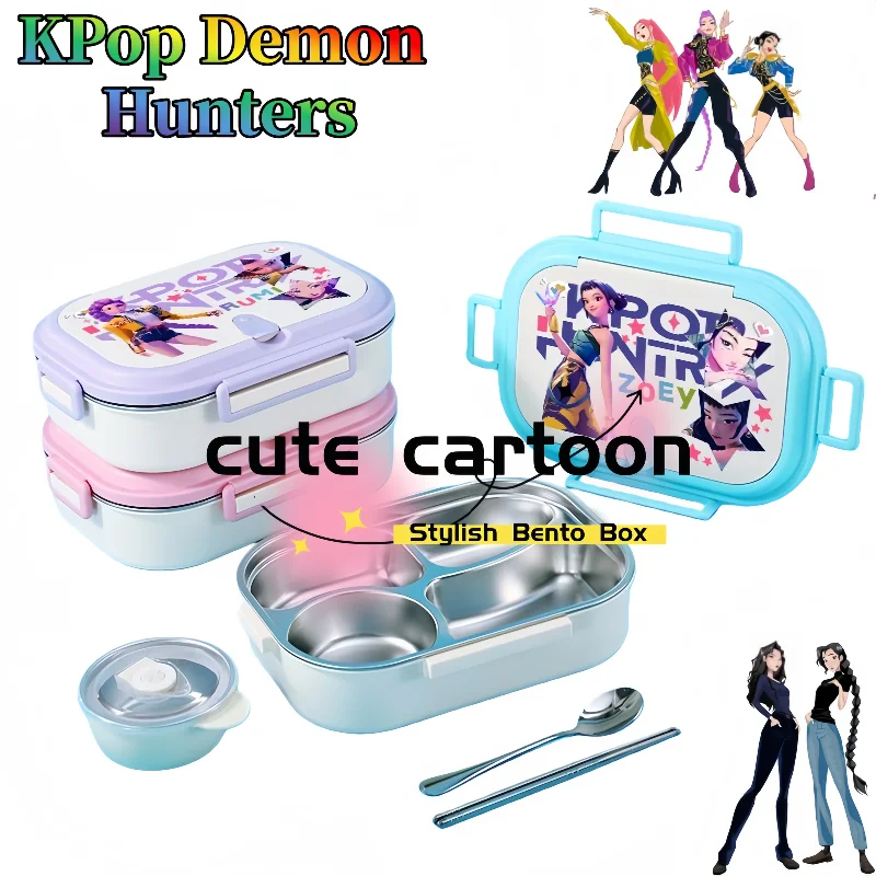 

KPop Demon Hunters Rumi Lunch Box 304 Stainless Steel Cartoon Personalized Compartmentalized Insulated Student Bento Box