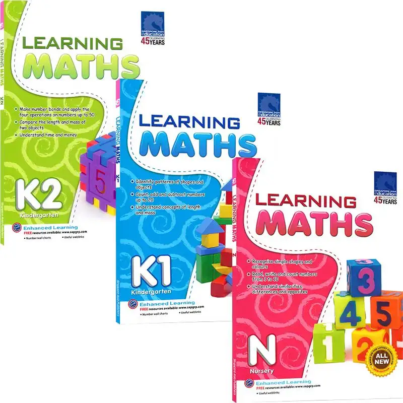 

3Pcs/Set Sap Learning Mathematics & English Workbooks for Children Singapore Kindergarten Textbook Kids Resources
