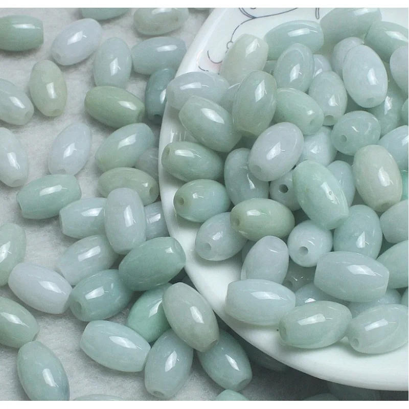 1pcNatural Myanmar JadeAGoods Green and White Lucky Beads Bead as Right as Rain Jade BeadsDIYScattered Beads Necklace Bracelet A