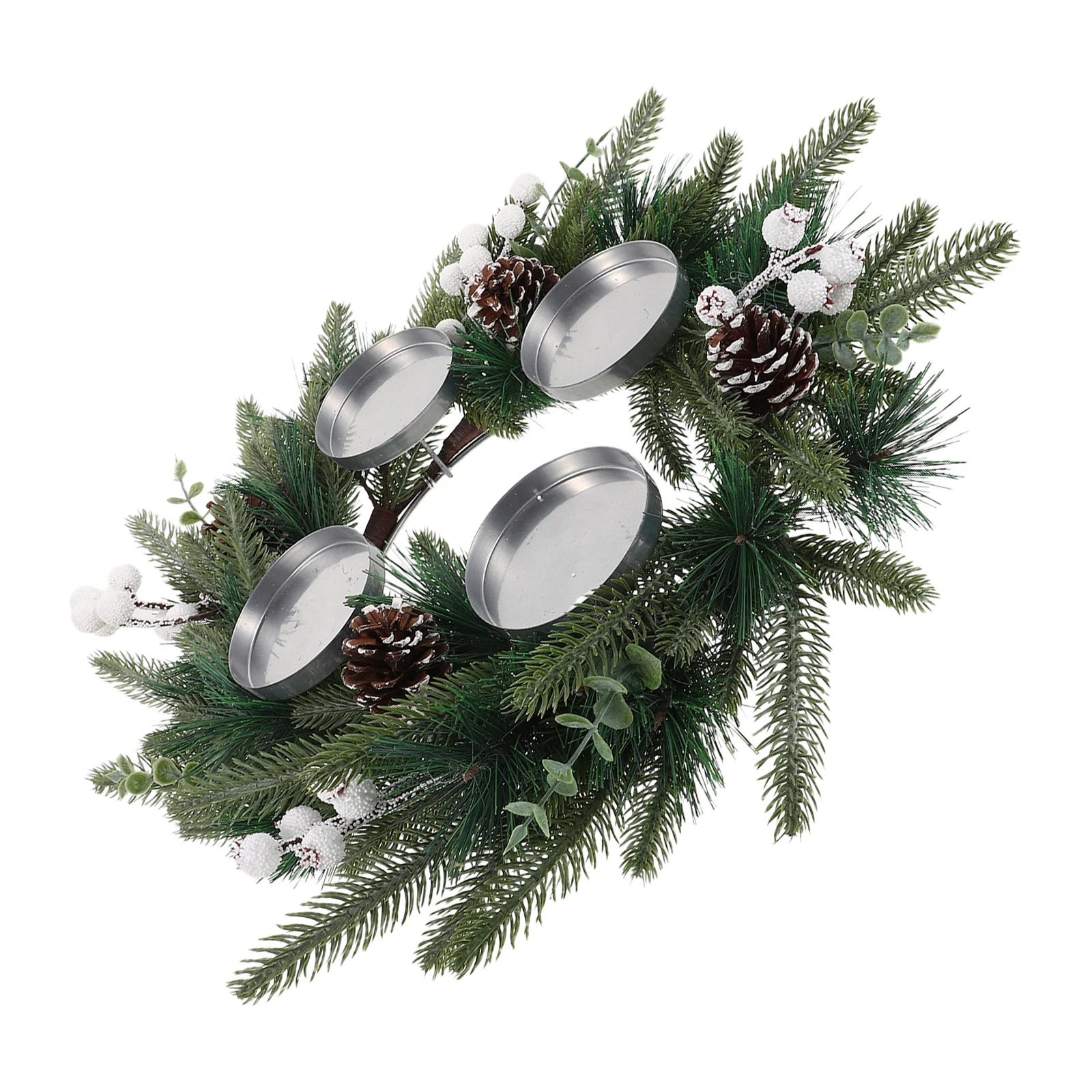 

Christmas Advent Wreath Artificial Pine Ring 15.72 Inch Berries Cone Decorative Holiday Fireplace Centerpiece