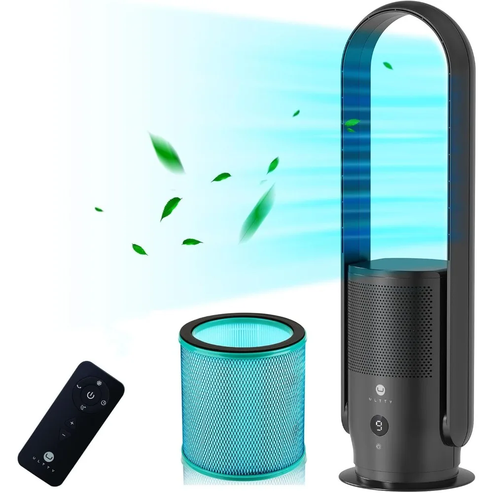 

Tower Fan and Air Purifier in one, True HEPA Filter 99.97% Smoke Dust Pollen Dander, Oscillating Tower Fan with