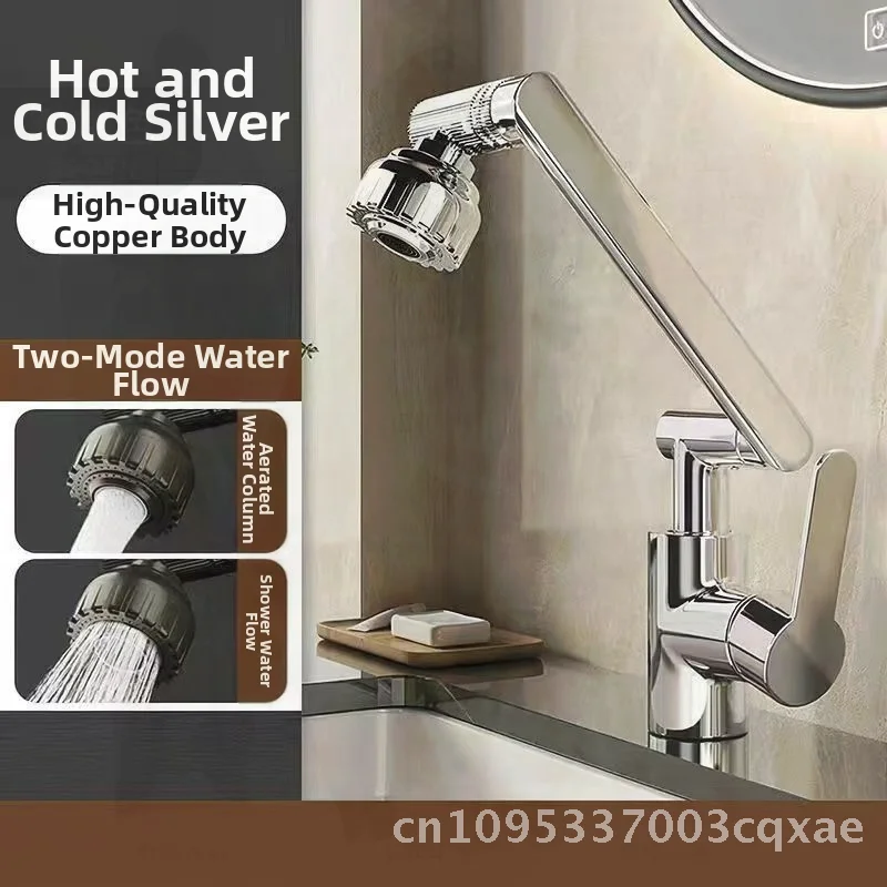 

Universal Rotating Lucky Cat Faucet for Kitchen Bathroom Hot Cold Water Household Wash Basin ABS Material Double-unit Type