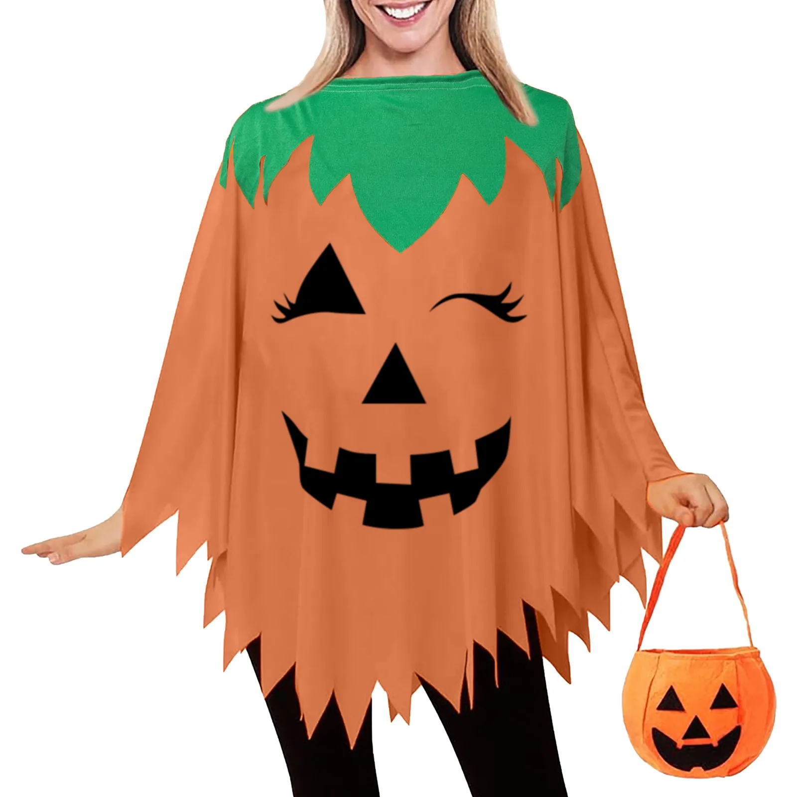 2024 New Halloween Party Cosplay Costume Pumpkin Cape Party Performing Holiday Adult Witch Cloak Cosplay Costume Female