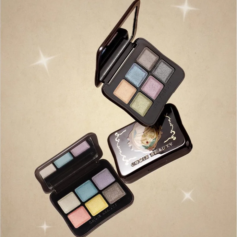 CHOIZ BEAUTY 6-Farben Gebackene Lidschatten-Palette Matte Schimmer & Glitzer-Finishes Natürlicher Täglicher Glamour Augenglitter Lidschatten