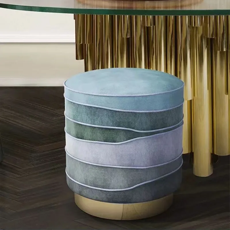 Nordic light luxury 6-color round stool Internet celebrity ins style living room single chair, small apartment balcony lazy