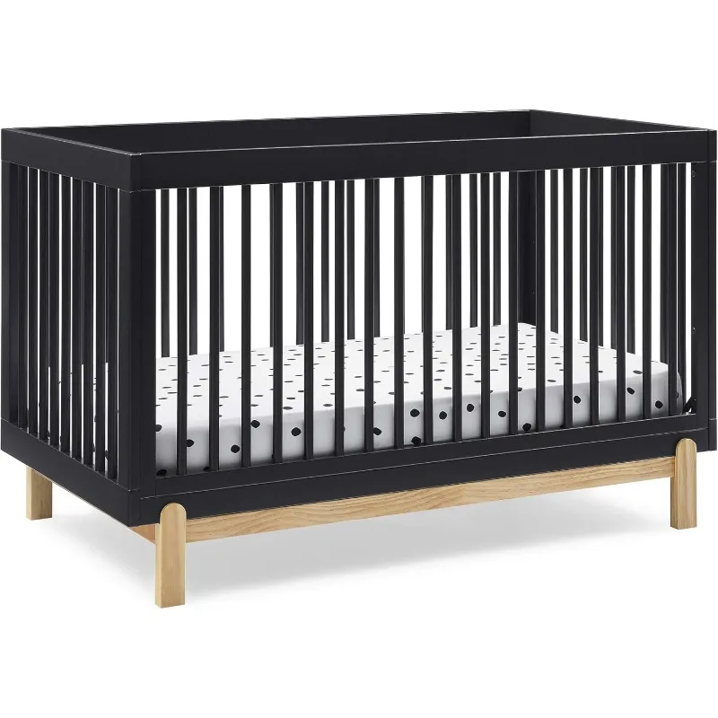 Poppy 4-in-1 Convertible Crib, Midnight Grey/Natural