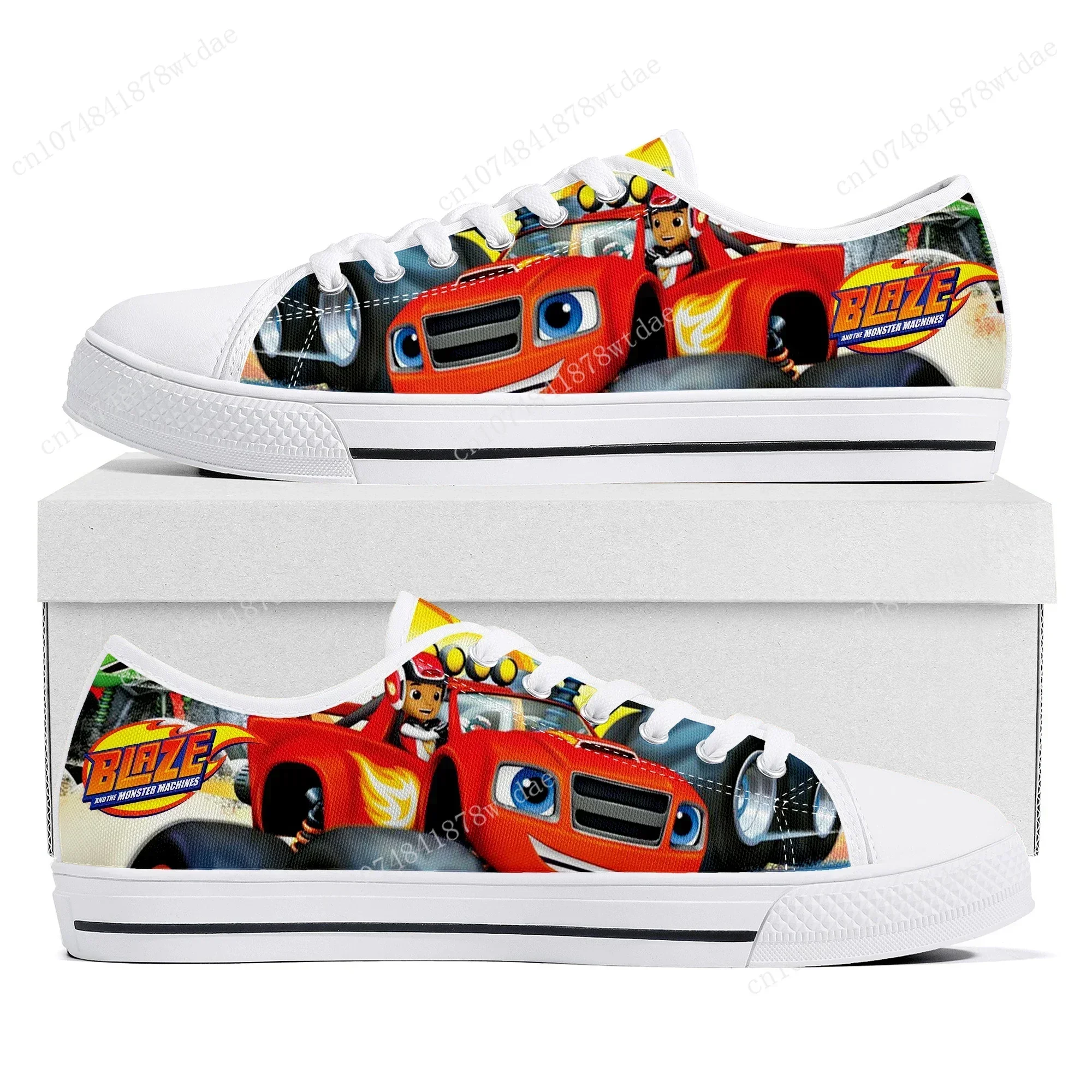 Blaze And The Monster Machines Low Top Sneakers Womens Mens High Quality Canvas Sneaker Couple Manga Custom Made Shoes