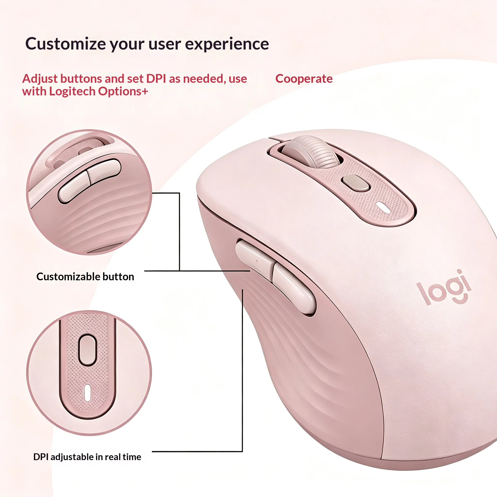 Home‑Office Hybrid Logitech M750 Bluetooth Wireless Mouse,6 Programmable Keys,Max 4000 DPI Easy‑Switch 3‑Device Mice For Desktop