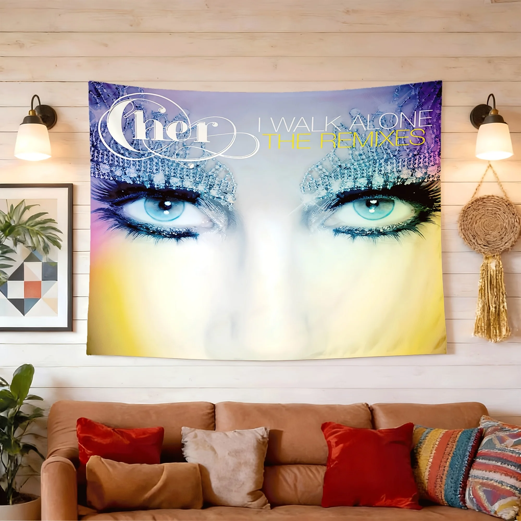 

A Cher-inspired Peach Skin Wall Tapestry for Living Rooms, Bedrooms, Offices, Home Rooms, College Dorms, Party Decorations, and Live Streaming Backdrops