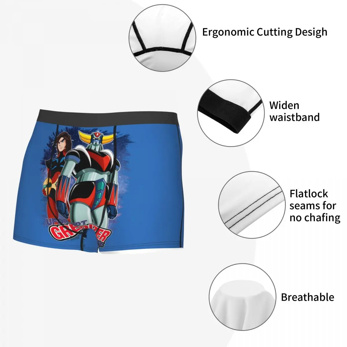 Goldorak Grendizer Actarus Underwear Men Sexy Printed Custom UFO Robot Goldrake Boxer Shorts Panties Briefs Soft Underpants