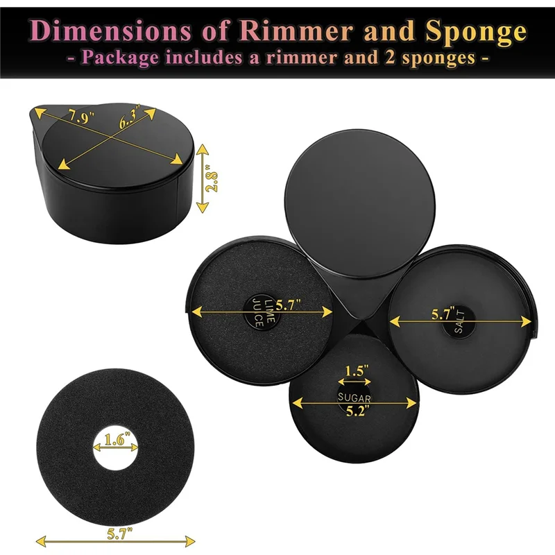 Salt Rimmer Salt Rimmer Set Salt Rimmer With 3 Sponges, 3-Tier Glass Rimmer, Salt Rimmer Dish For Cocktails