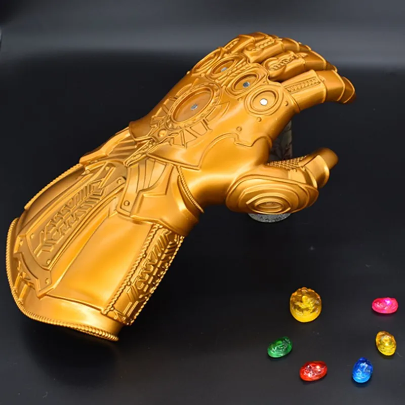 حار في المخزون ثانوس قفازات إنفينيتي الحرب إنفينيتي القفاز مصباح ليد عمل الشكل تأثيري خارقة الكبار الاطفال لعبة هدية زي