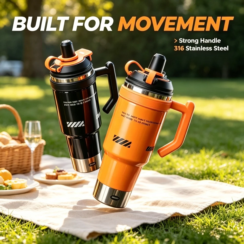 Large-capacity Stylish Printed Insulated Tumbler/316 Stainless Steel Inner Liner/All-day Hot and Cold Retention/Leak-proof Seal