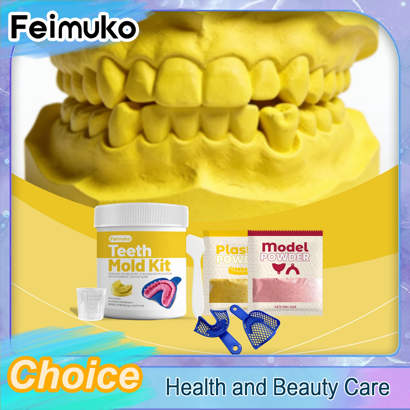 Feimuko ﻿Dental Mold Kit Diy Teeth Model Kit Dental Lab Tool Oral Care Teeth Profile Making Kit Plaster Mold Teeth Model Suit