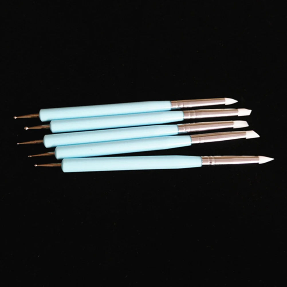 

5pcs Ball Styluses Dotting Tool Silicone Color Shaper Pen for Polymer Clay Pottery Modeling Sculpture Nail Art (Blue)