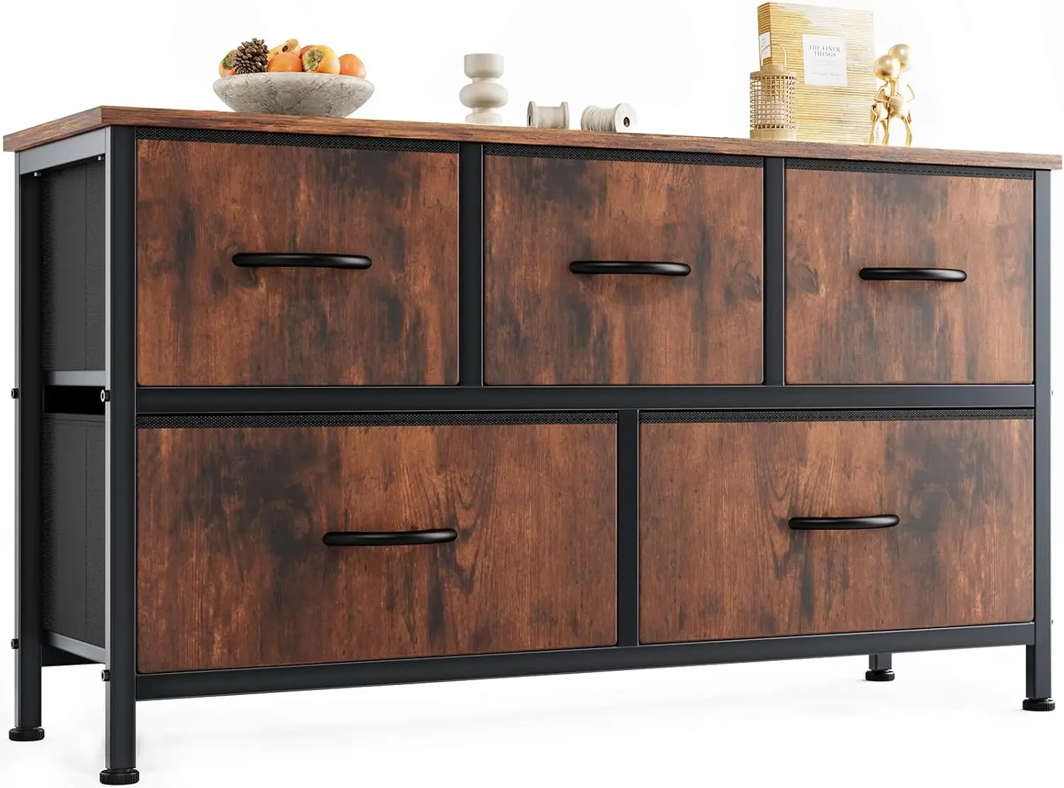 

Dresser For Bedroom With 5 Drawers, Wide Chest Of Drawers, Fabric Bedroom Dresser With Drawer Organizers, Storage Organizer