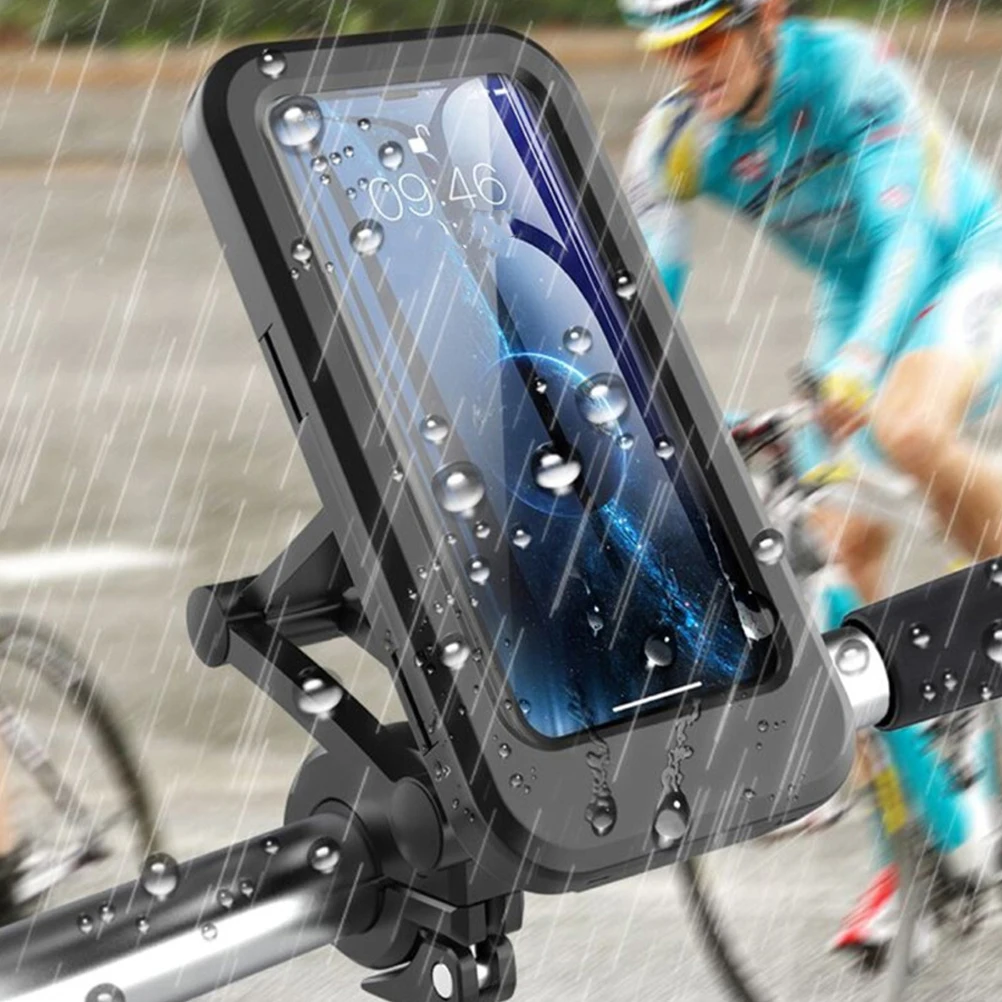 

Waterproof Case Phone Holder 360 Degree Bike Mount Black Plastic Cell Stand Touch Screen MotorcycleBracket Universal Stand