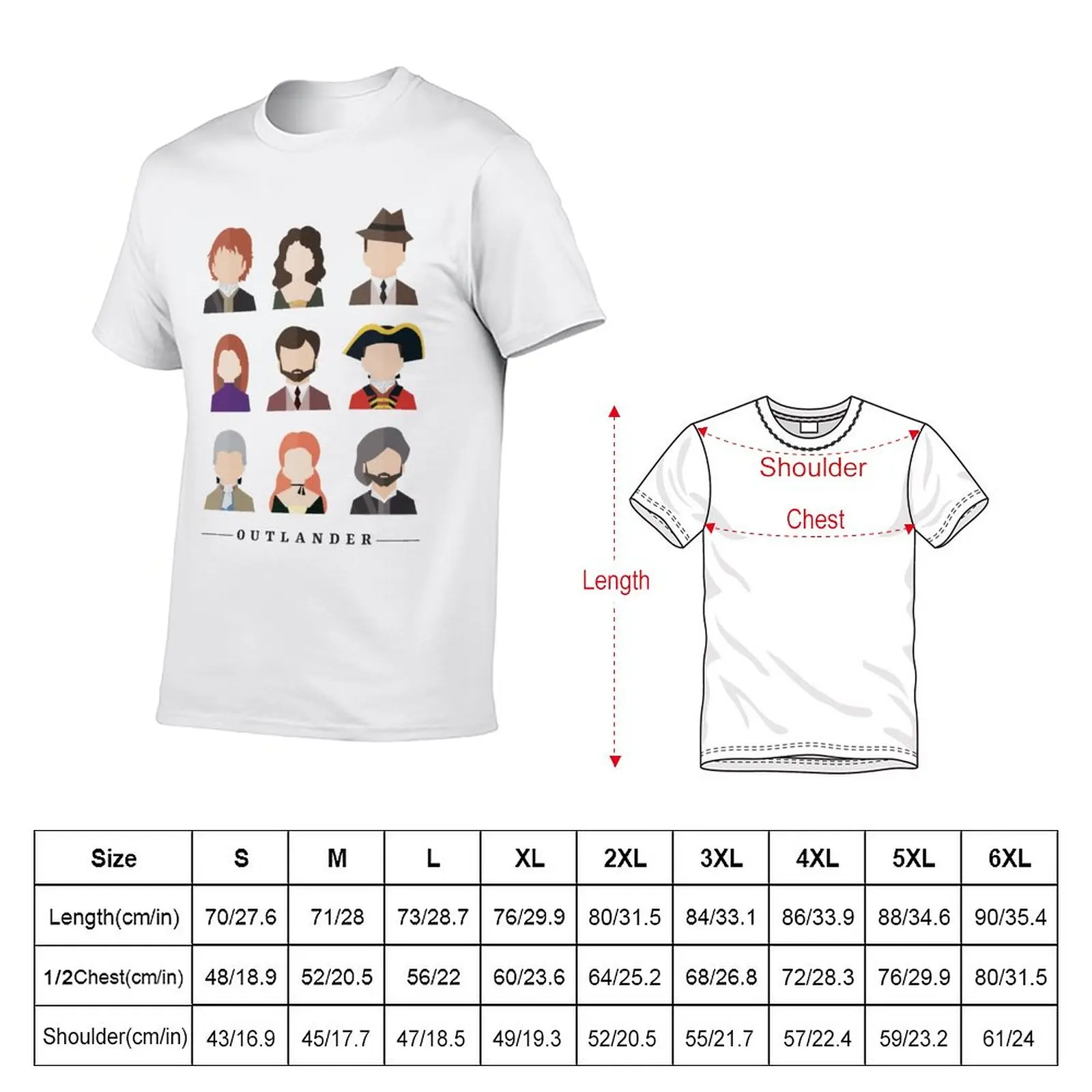 Outlander Characters Icons Illustration 2 T-Shirt Blouse blanks heavyweight t shirts for men