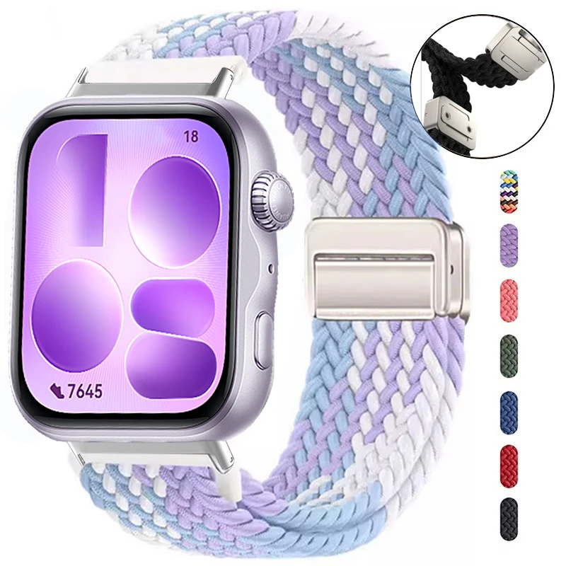 Magnetisches Armband für Huawei Watch Fit 5 Pro/Fit 4 Pro, Nylon-Geflechtband, Sportarmband für Huawei Watch Fit5 Fit4 3 Correa