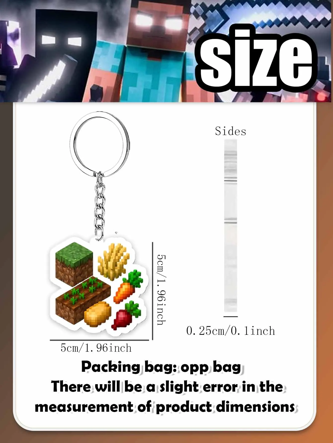 Pixel Adventure Food Item Keychain Bundle, Kids Boys Birthday Decor Supplies, Game Snack Charms for Party Favors