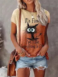 Summer Cartoon Cats Fine 3D Print T-shirts Women Streetwear Casual Fashion Short Sleeve T Shirt O-neck Kids Tees Tops Clothing