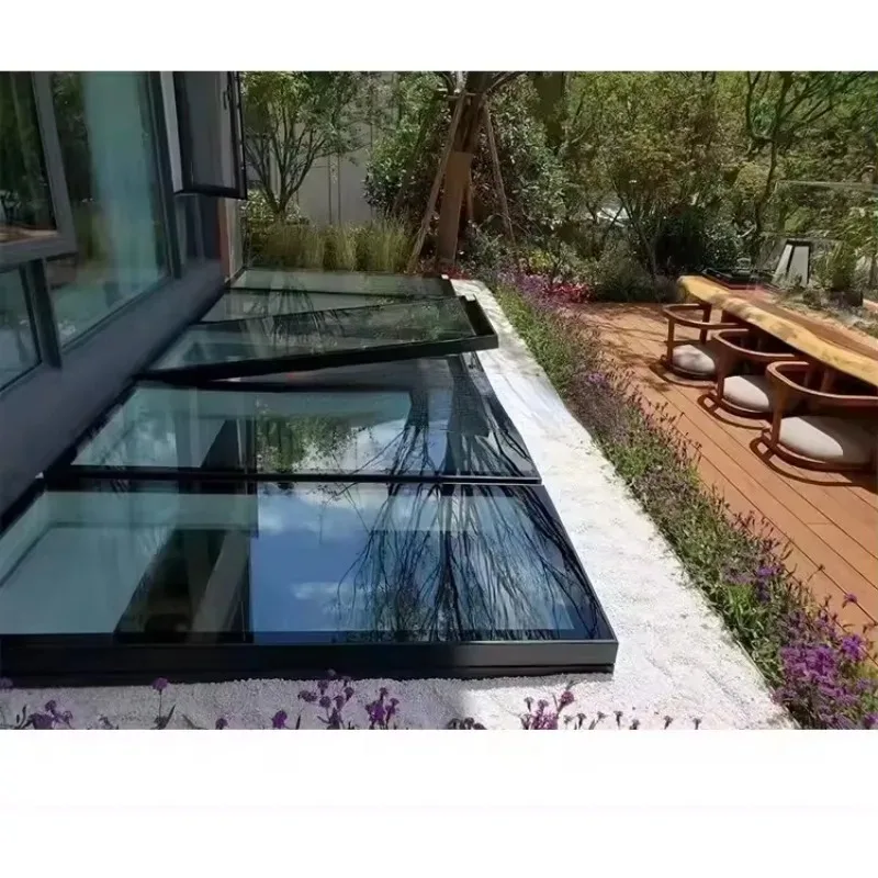 Modern Design Ventilated Daylight Glass Roofing System Electric Open Basement Modular Skylight