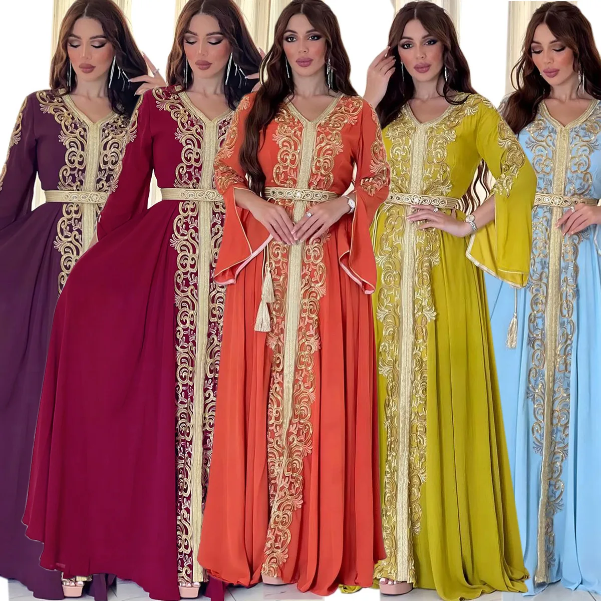 3737 Gurban Arab Dubai Embroidered Applique Dress Muslim Party Banquet Robe