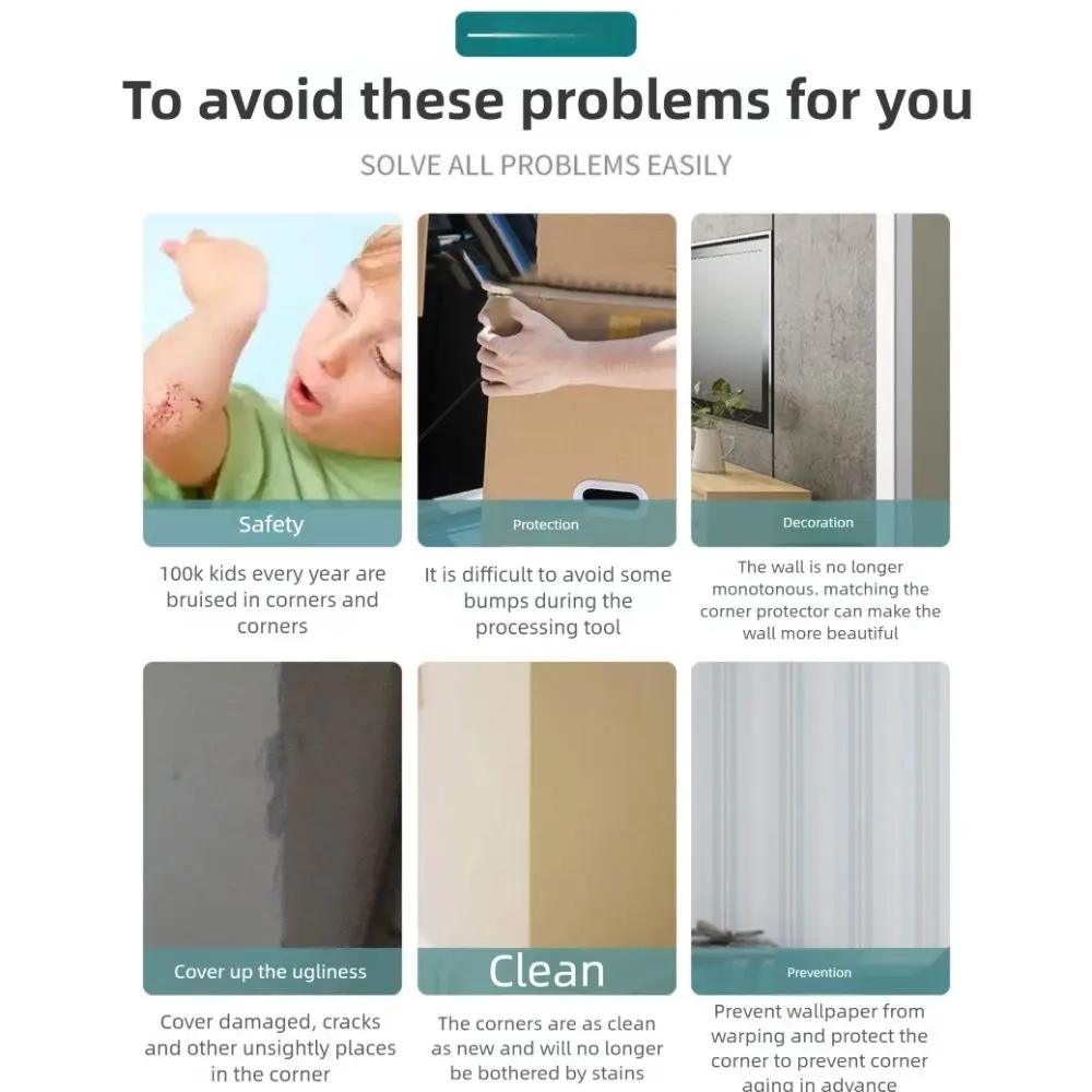 عالية الجودة بولي كلوريد الفينيل جدار ركن حامي ذاتية اللصق المضادة للتصادم ركن الحرس العالمي زاوية الوفير ديكور المنزل #6