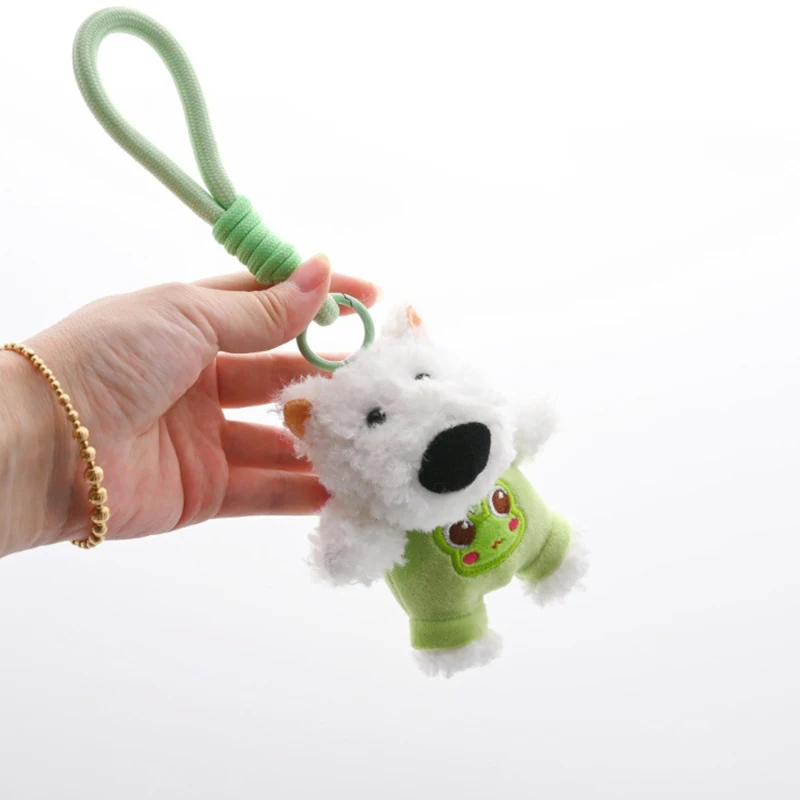 Colgante de muñeco de peluche de perro West Highland, lindo cachorro colorido, llavero de peluche de perro de verano, decoración de mochila, dijes Kdi, regalo de cumpleaños