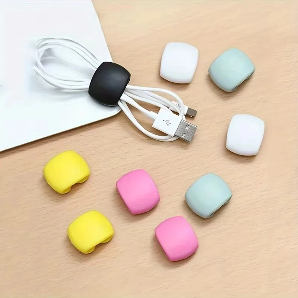10PCS Simple Cable Organizer Clips Multi-Function Wire Winder for Charging Earphone Cords Durable Plastic