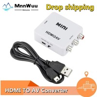 MnnWuu HDMI-compatible TO AV Scaler Adapter HD Video Composite Converter Box HD to RCA AV/CVSB L/R Video 1080P Support NTSC PAL