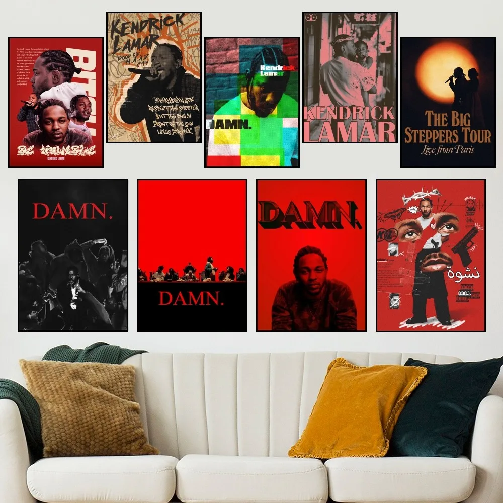 Rapper K-Kendrick Lamar Damn Poster Small Prints Room Wall Sticker Wall Painting Bedroom Living Office