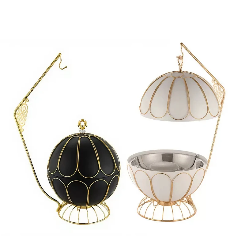 

8L Portable Stainless Steel Commercial Grade Self-Service Food Stove Spherical Hot Pot Buffet Warmer Hotel Usage Plug Powered