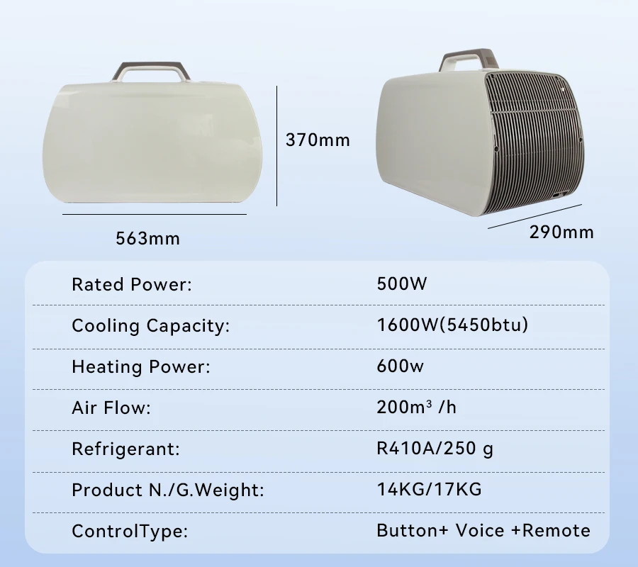 Mini Air Conditioner For RV Outdoor Tent Hotel Portable Air Conditioners With 600w Heating Power