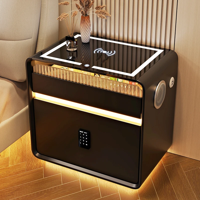 Furniture Bedside Table Nightstands Bedroom Intelligent Sensor Light Wireless Charging Style Multifunction Nachttis Auxiliary image 6