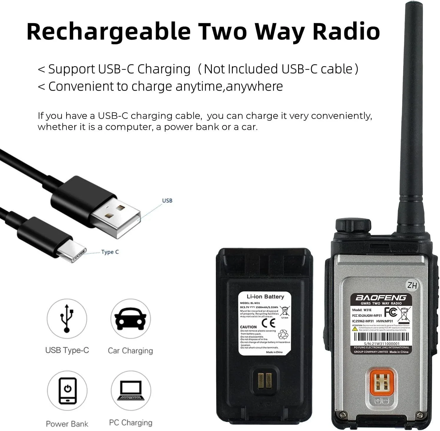 Baofeng w31e ip55トランシーバー、uhf、防水、最も安い、公式ストア、5ワット