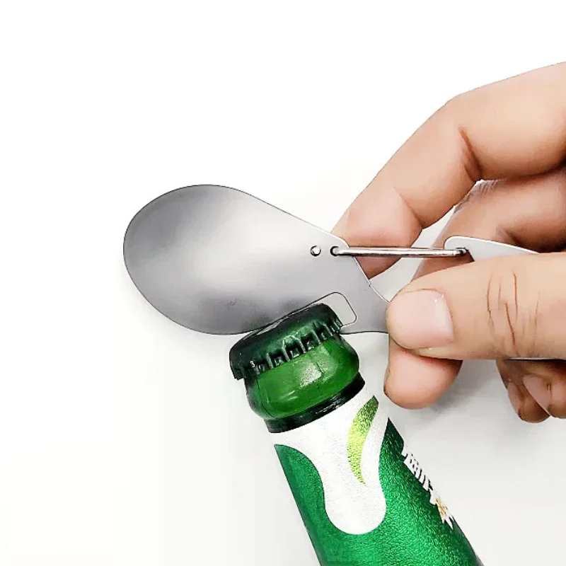 

1PC Multi functional pure titanium dual-use fork spoon, light titanium alloy spoon outdoor camping tableware spoon