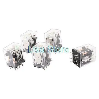 HH52PL DC 24V Coil 8 Pins DPDT Green LED Indicator Light Power Relay 5 Pcs