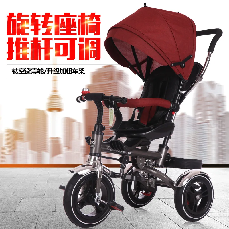 Three Wheels Stroller Bicycle Tricycle Children's Handcart Foldable Lightweight Children's Hand-propelled Tricycle Adjustment