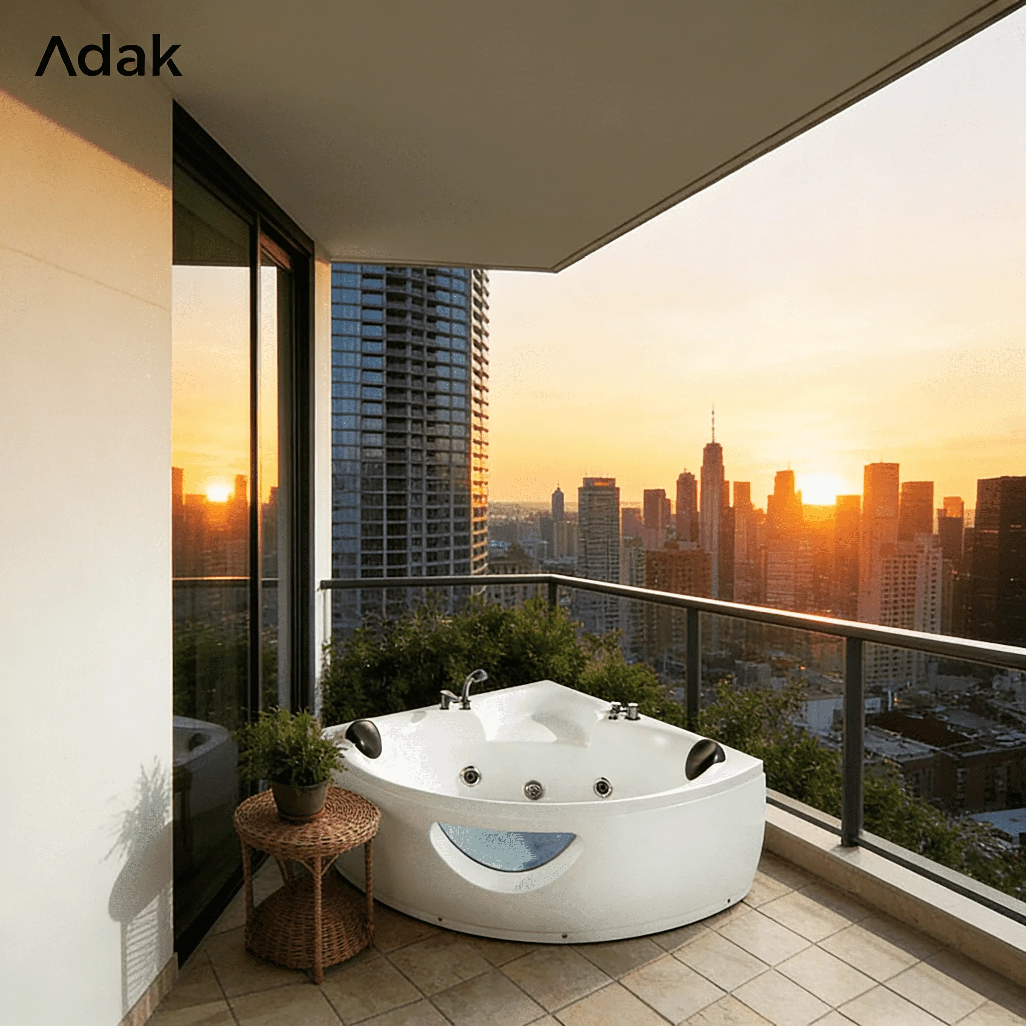 Whirlpool BathFreestanding Portable Acrylic Triangle Bathtub With Air Massage And Whirlpool Modern White Design For Indoor Use