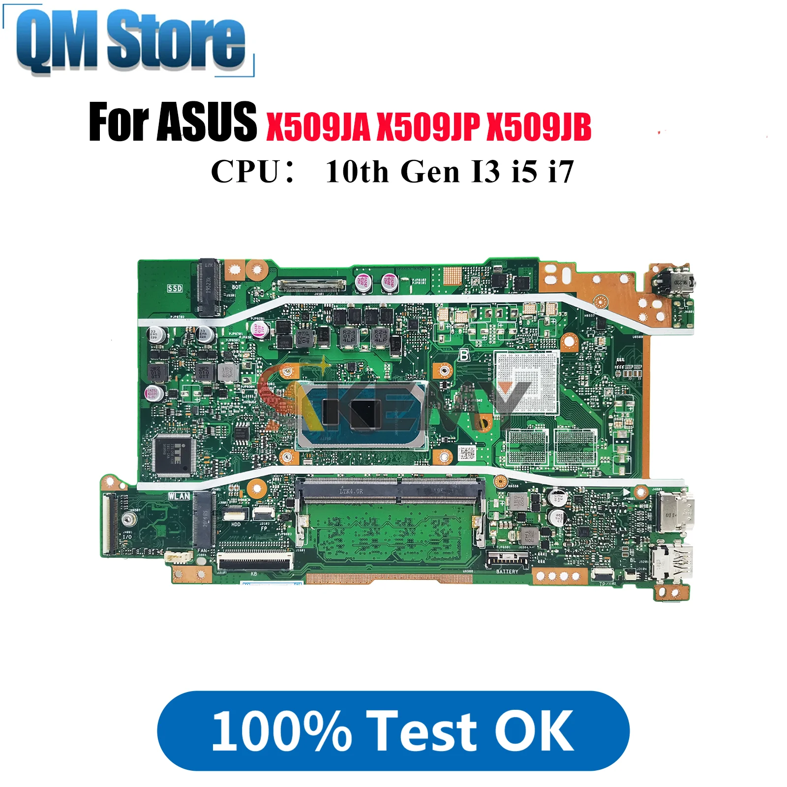 

X509JA Материнская плата для ноутбука ASUS P1510CJA A509J X509JP F509J X409J X509JB Материнская плата 10-го поколения I3 i5 i7 100% тест ОК быстрая доставка