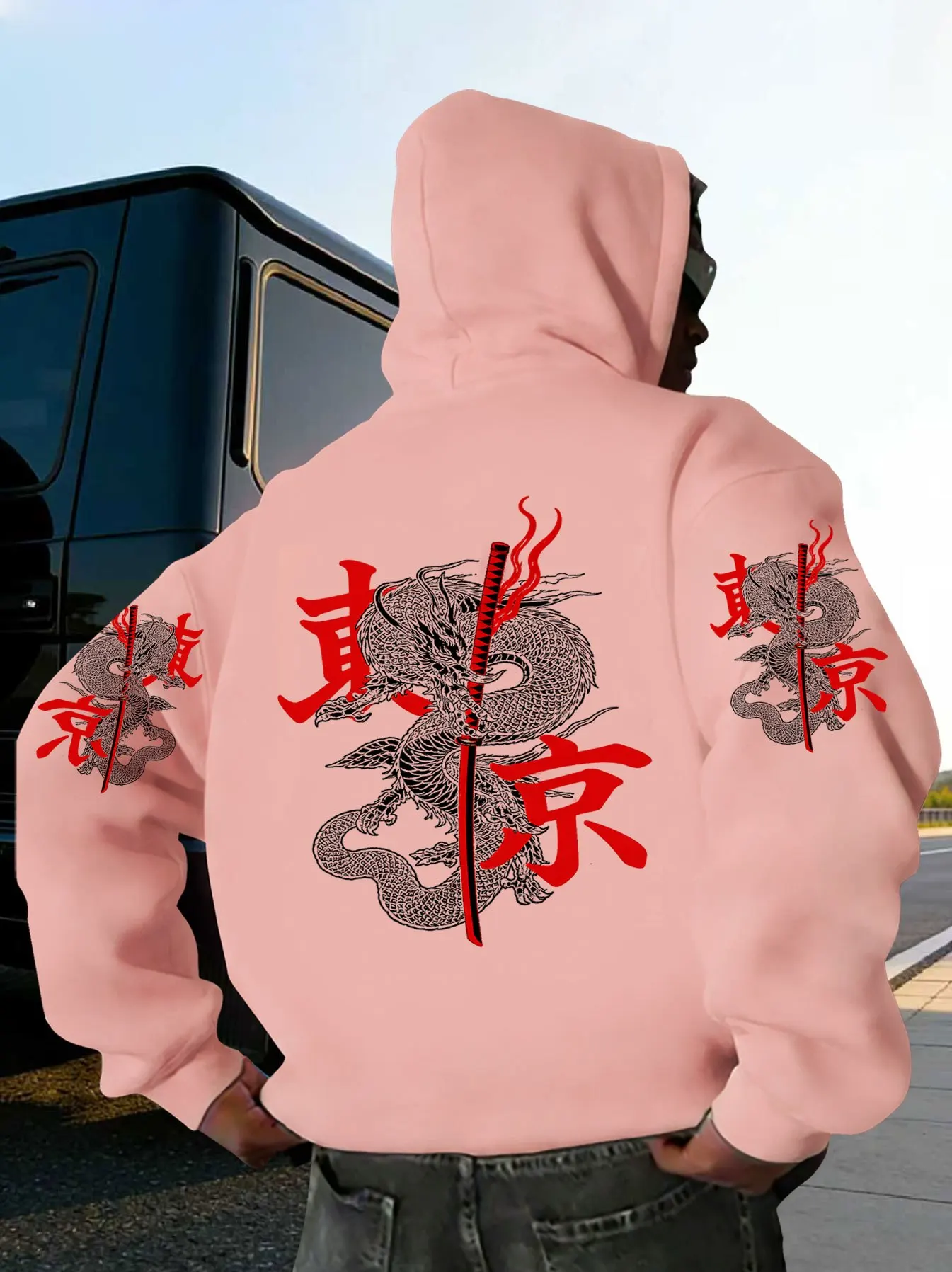 New autumn and winter personalized trend hoodie, printed Y2 punk style high-end hooded sweatshirt with extended sleeves and arms