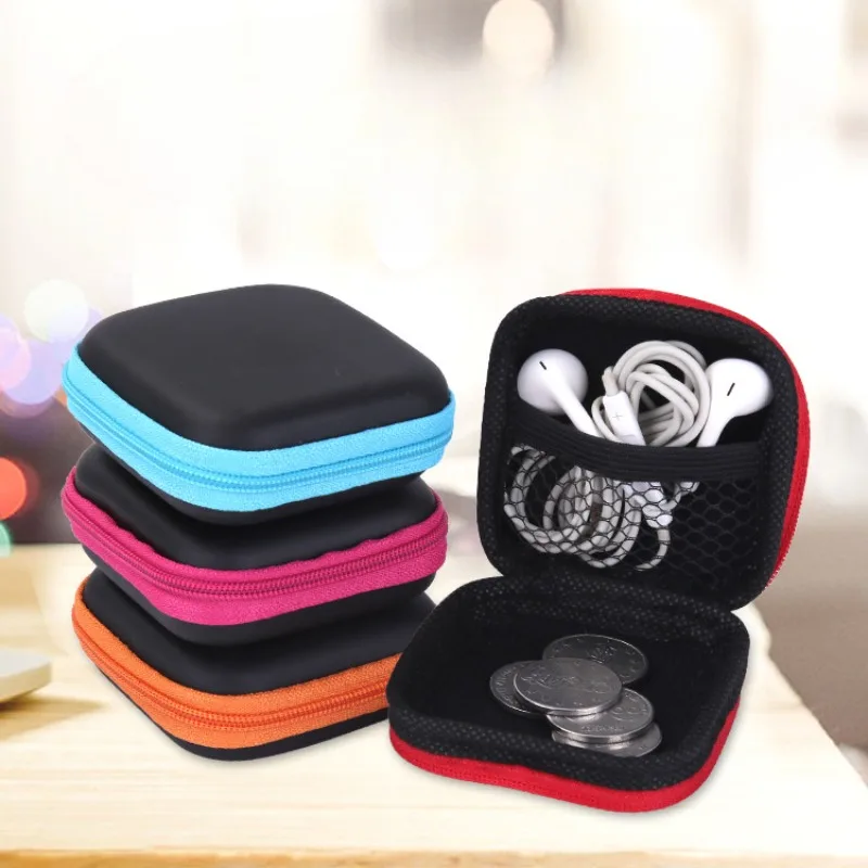 Neue Mini Square Eva Fall Headset Bluetooth-kompatible Kopfhörer Kabel Aufbewahrung sbox Kopfhörer Draht Organizer Box Lagerung – Detail 1