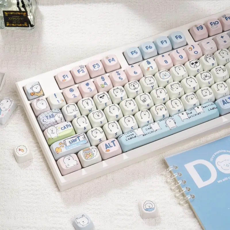 Cute Girly MOA Joke Bear PBT Dye Sub Keycaps Fit HI75 68 87 98 108 Mechanical Keyboard Cartoon Kawaii Lovely 2026 Birthday Gift view 3