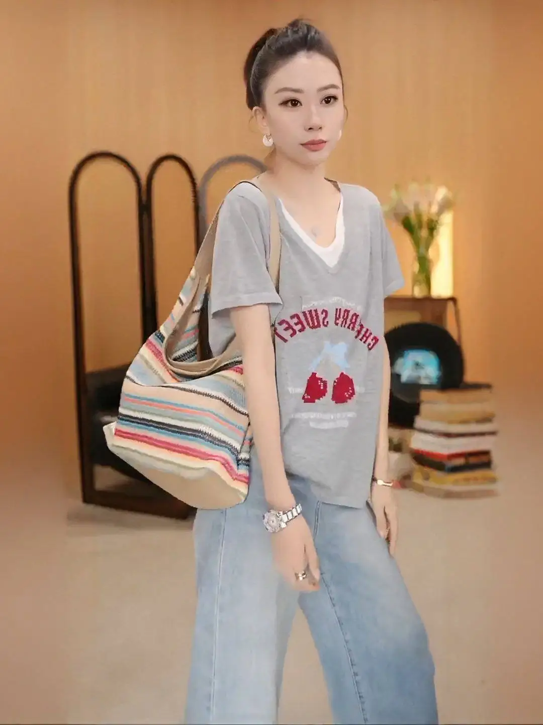 

Loose Summer Artistic Style Short Sleeve T-Shirt Versatile Printed Casual Top Breathable Comfortable Women's plus Size Tee