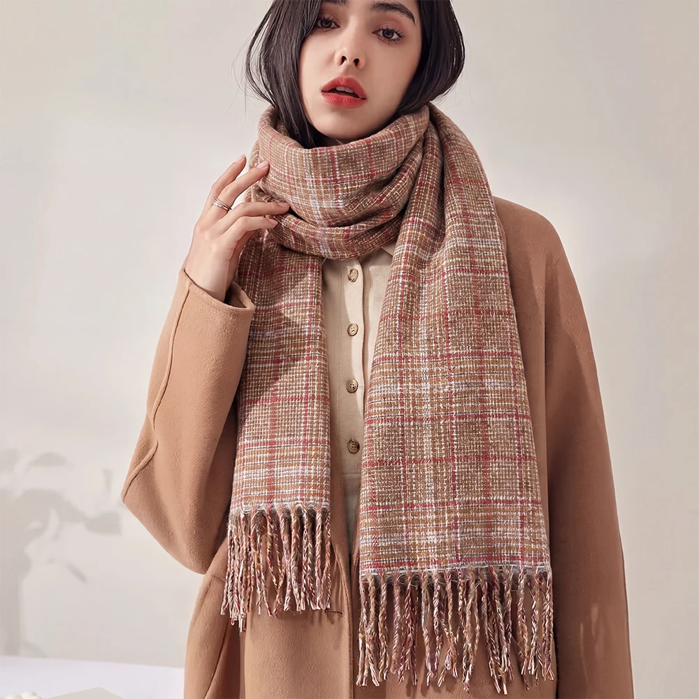 

2026 Luxury Cashmere Scarf Women Tartan Plaid Print Warm Thick Pashmina Long Tassel Comfortable Large Blanket Shawl Bufanda