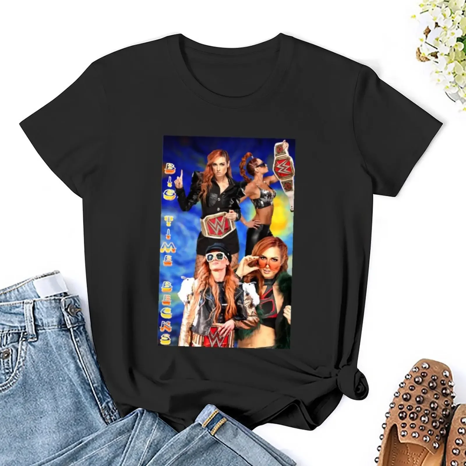 T-shirt graphique Big Time Becks pour femmes, vêtements esthétiques, t-shirts classiques, mode